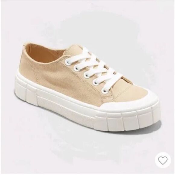 Mad Love Fran Platform Tan Canvas Lace Up Sneakers - Picture 2 of 10